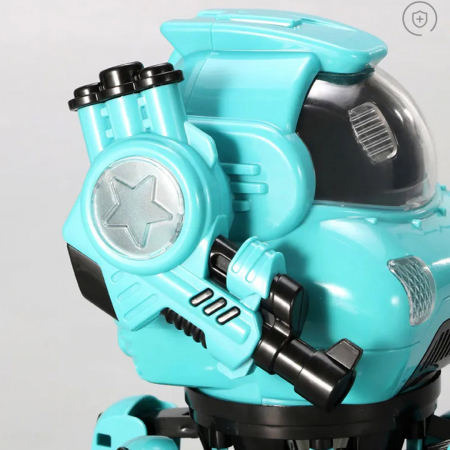 Jucarie interactiva, Robot dansator de jucarie cu sunete si lumini, rotire 360 grade, 5 picioruse, 16 cm, culoare turcoaz [6]