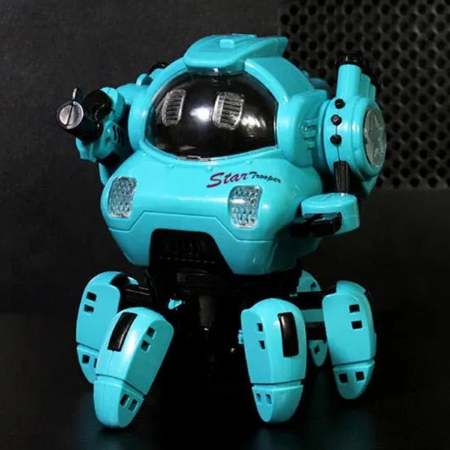 Jucarie interactiva, Robot dansator de jucarie cu sunete si lumini, rotire 360 grade, 5 picioruse, 16 cm, culoare turcoaz [7]