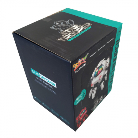 Jucarie interactiva, Robot dansator de jucarie cu sunete si lumini, rotire 360 grade, 5 picioruse, 16 cm, culoare turcoaz [9]