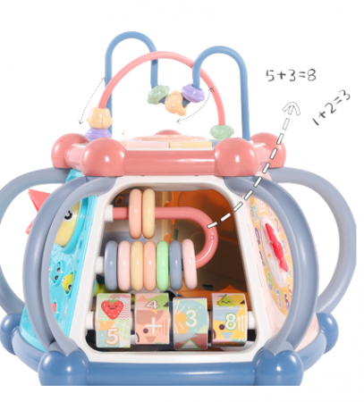 De Bebe - Jucarie interactiva si educativa 7 in 1 cu sunete si lumini, centru de activitati multiple, Albastru belgrave, 3 ani+, Edujucarii