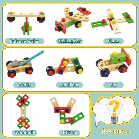 Jucarie Interactiva, Trusa cu unelte din lemn, Montessori, pentru copii, 3 ani + [5]