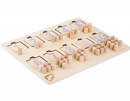 Jucarie matematica, Placa educativa cu cifre si corespondenta numarului, Puzzle Montessori din lemn, numaratoare verticala [3]