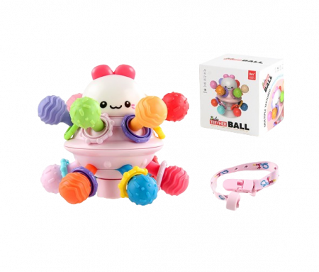 Jucarie pentru bebelusi din silicon cu ventuza, motricitate si dentitie fara BPA, pisicuta,  0 luni+, multicolor, Edujucarii [1]