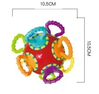 Jucarie pentru bebelusi din silicon cu zornaitoare, motricitate si dentitie fara BPA, 3 luni+, minge senzoriala [1]