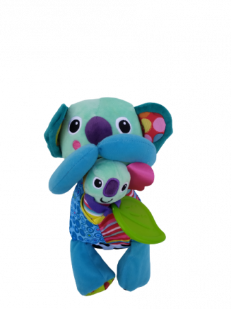 Jucarie pentru bebelusi, invatare timpurie, dezvoltare senzoriala, dentitie fara BPA, 0 luni, multicolor, Ursulet Koala cu puiut - EDUJUCARII [6]