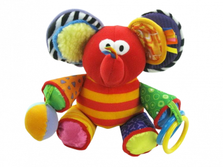 Jucarii de plus - Jucarie pentru bebelusi, invatare timpurie, dezvoltare senzoriala, dentitie fara BPA, 0 luni, multicolor, Elefantel - EDUJUCARII