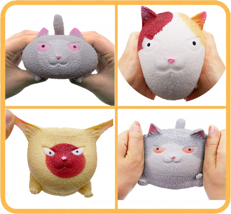 Jucarie Squeeze Squishy antistres Pop Fidget pentru copii si adulti Pisica, culoare gri, Edujucarii [10]