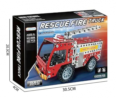 Kit constructie masina de pompieri  metalica Rescue Fire Truck, 292 piese, 8 ani+, EduJucarii [6]