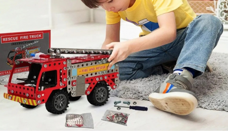 Kit constructie masina de pompieri  metalica Rescue Fire Truck, 292 piese, 8 ani+, EduJucarii [5]