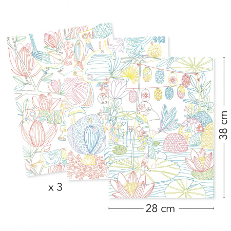 Mapa cu 3 postere de colorat motive japoneze, Djeco [6]