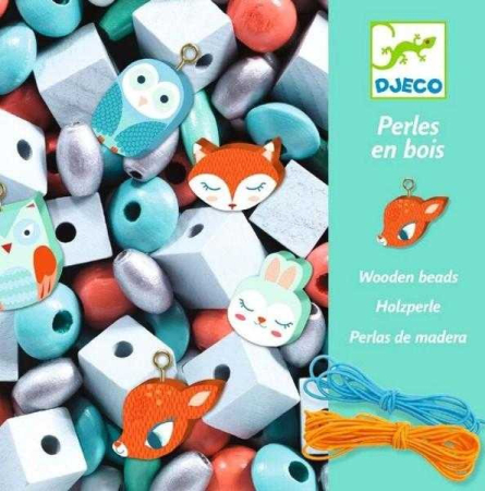 Margele de insirat din lemn Animalute, Djeco [2]