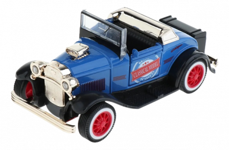 Masina de colectie, de epoca, vintage, decapotabila, cu lumini si sunete, albastru, 12x6x6 cm [4]