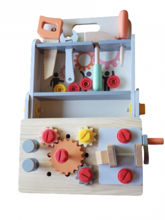 Mini Banc de Lucru Multifunctional cu Unelte din Lemn, Atelier de scule [6]