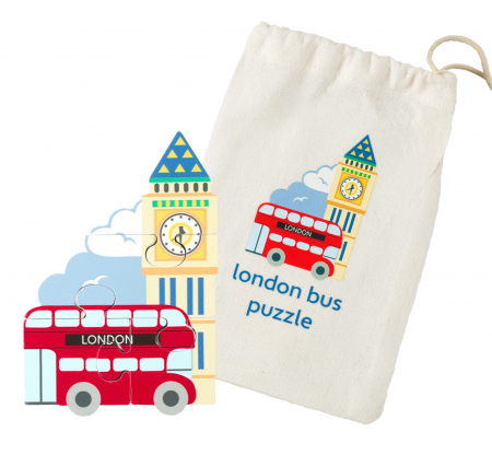 Mini puzzle din lemn autobuzul londonez, Orange Tree Toys [4]