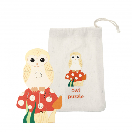 Noutati si reduceri - Mini puzzle din lemn bufnita 3D, Orange Tree Toys