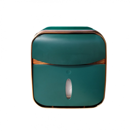 Organizator de Baie cu Sertar pentru Servetele si Suport Hartie Igienica 3-in-1 cu Tava si Suport pentru Telefon si Accesorii, Compartimentat, Culoare verde [2]