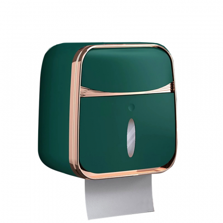 Organizator de Baie cu Sertar pentru Servetele si Suport Hartie Igienica 3-in-1 cu Tava si Suport pentru Telefon si Accesorii, Compartimentat, Culoare verde [0]