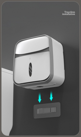 Organizator de Baie cu Sertar pentru Servetele si Suport Hartie Igienica 3-in-1 cu Tava si Suport pentru Telefon si Accesorii, Compartimentat [4]