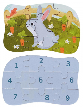 Pachet 3 Seturi de cate  5 Puzzles pentru incepatori, Diferite Nivele de Complexitate, Cutii Metalice, Masini, Animale Salbatice si Animale Domestice, 117 piese, 3 ani + [17]