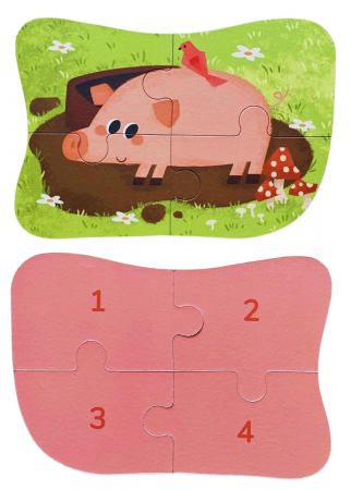 Pachet 3 Seturi de cate  5 Puzzles pentru incepatori, Diferite Nivele de Complexitate, Cutii Metalice, Masini, Animale Salbatice si Animale Domestice, 117 piese, 3 ani + [19]