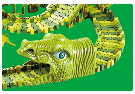 Pista de curse Dinozaur Parc cu masinuta electrica, 320 de piese pentru constructia circuitului, 8 dinozauri diferiti si accesorii de decor, 3 ani+ [12]