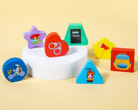 Placa Montessori 6 in 1 in Forma de salvare, Joc logaritmic cu multiple activitati, Puzzle cu cifre, litere, forme geometrice, mijloace de transport, ustensile medicale, Joc de pescuit, 3ani+,  EduJuc [8]