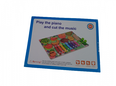 Placa montessori din lemn 3 in 1, Puzzle educativ pentru copii cu xilofon si fructe pentru feliere [3]