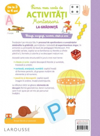 Prima mea carte de activitati Montessori. La gradinita. De la 3 la 4 ani [1]