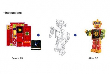 Puzzle 3D Ceas Robot Tibot, 90 piese, Un Mod Original de a Descoperi Timpul si Creativitatea, 5 ani+ [2]