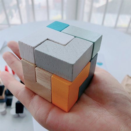 Puzzle 3D - Cube, lemn, multicolor, 3 ani [5]