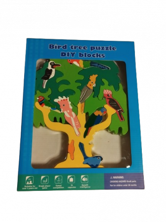 Puzzle 3D din lemn, Copac cu pasari, 19 piese, EduJucarii, 3 ani+ [5]