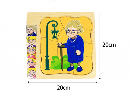 Puzzle cu 4 Straturi, Invatati Despre Varstele Omului in Mod Interactiv, 3 ani+, Bunica, Edujucarii [3]