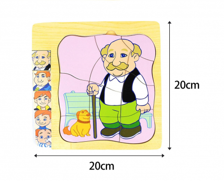 Puzzle cu 4 Straturi, Invatati Despre Varstele Omului in Mod Interactiv, 3 ani+, Bunicul, Edujucarii [2]