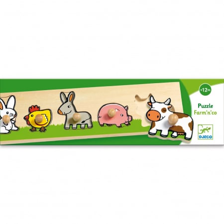 Puzzle cu buton Ferma, Djeco [2]