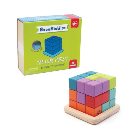Noutati si reduceri - Puzzle cub 3D colorat din lemn, Svoora