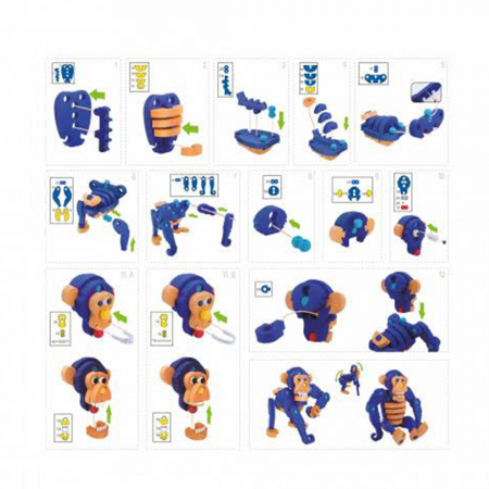 Puzzle de asamblare 3D pentru copii si adulti, Blocks Maimutica Cimpanzeu, 54 piese, spuma EVA [6]