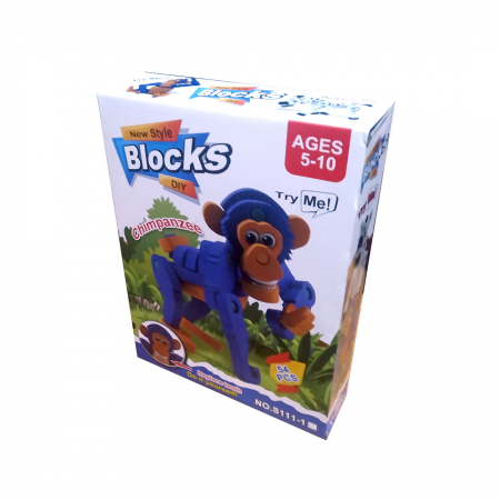 Puzzle de asamblare 3D pentru copii si adulti, Blocks Maimutica Cimpanzeu, 54 piese, spuma EVA [2]