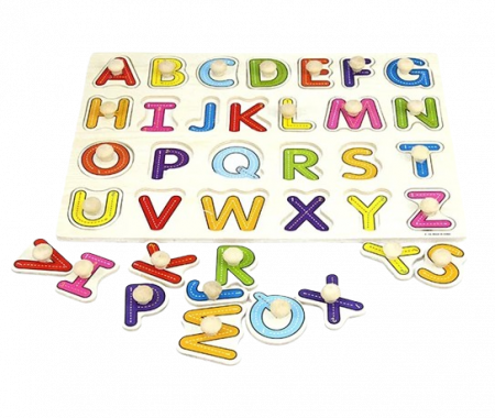 Puzzle incastru din Lemn, litere, Piese 3D, 3 ani+, EduJucarii [1]