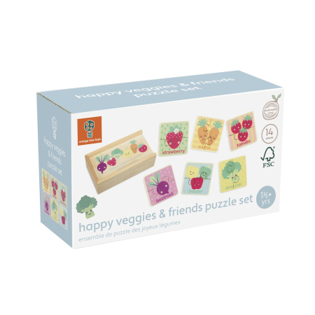 Noutati si reduceri - Puzzle din lemn in cutie Legume, Orange Tree Toys