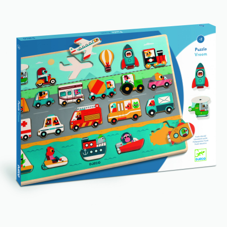 Puzzle din lemn Vroom-vroom, Djeco [0]