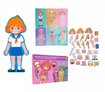 Puzzle educativ, Anatomia Corpului Uman, Limba Romana, Fata, 36 piese, 3 ani+, Edujucarii [1]