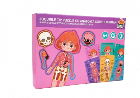 Puzzle - Puzzle educativ, Anatomia Corpului Uman, Limba Romana, Fata, 36 piese, 3 ani+, Edujucarii