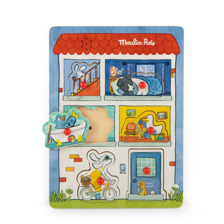 Noutati si reduceri - Puzzle educativ din lemn cu sunete, Moulin Roty