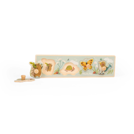 Puzzle incastru din lemn 4 animale, Moulin Roty [3]