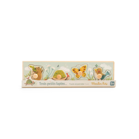Noutati si reduceri - Puzzle incastru din lemn 4 animale, Moulin Roty