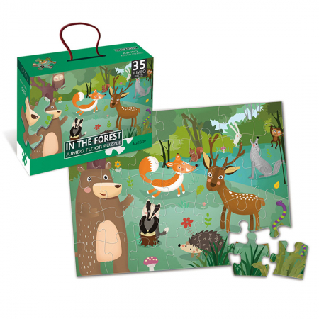 Jucarii si jocuri educative - Puzzle jumbo de podea, TISsun, Animale din padure, 35 piese, 60 x 44 cm