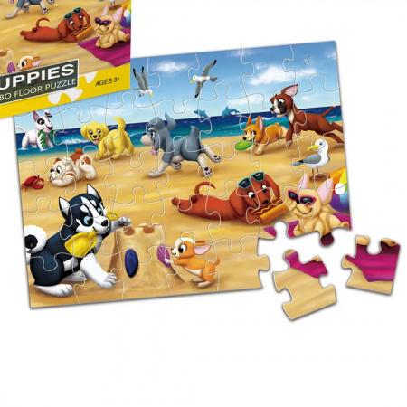 Puzzle jumbo de podea, TISsun, Catelusi pe plaja, 35 de piese, 60x44 cm [2]