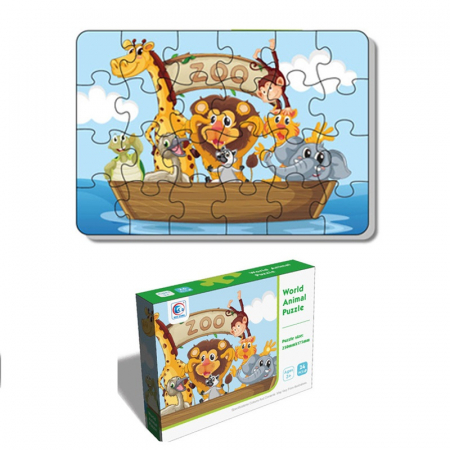 Puzzle - Puzzle Aminale de la ZOO, Joc Educativ, 24 de Piese, 3 ani+