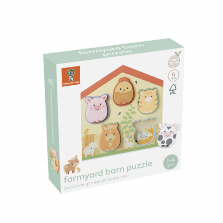 Noutati si reduceri - Puzzle lemn animale de ferma, Orange Tree Toys