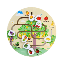 Puzzle - Puzzle Lemn Labirint in format 3D, Montessori, Fructe, Edujucarii, 3 ani+